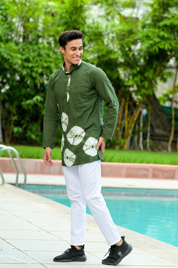 Sage Green Bandhani Cotton Kurta